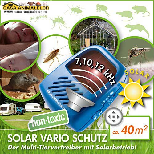 Vario Solar Schutz aparat ultrasunete anti-soareci, anti sobolani, anti tantari, cu frecventa reglabila pentru fiecare tip de daunator